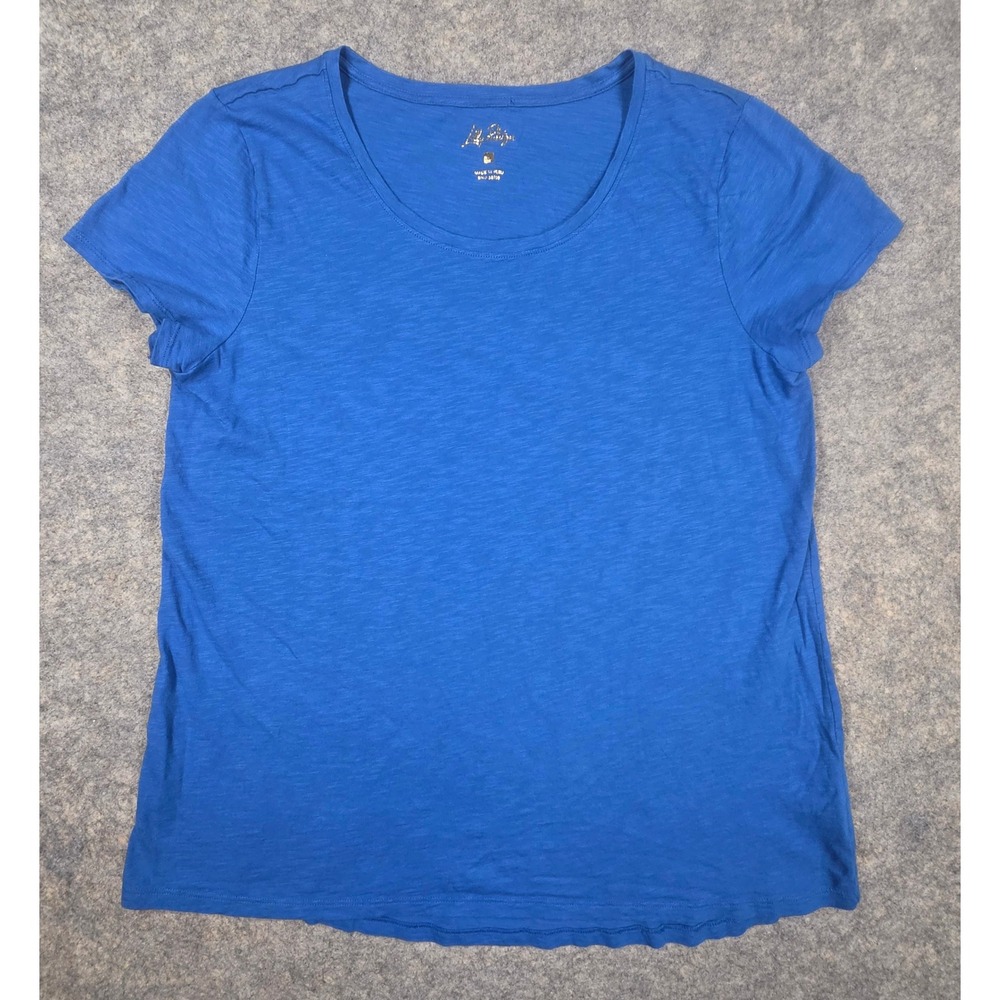 Lilly Pulitzer Blue Pima Cotton Slub Knit Short Sleeve Tee Shirt Size Large